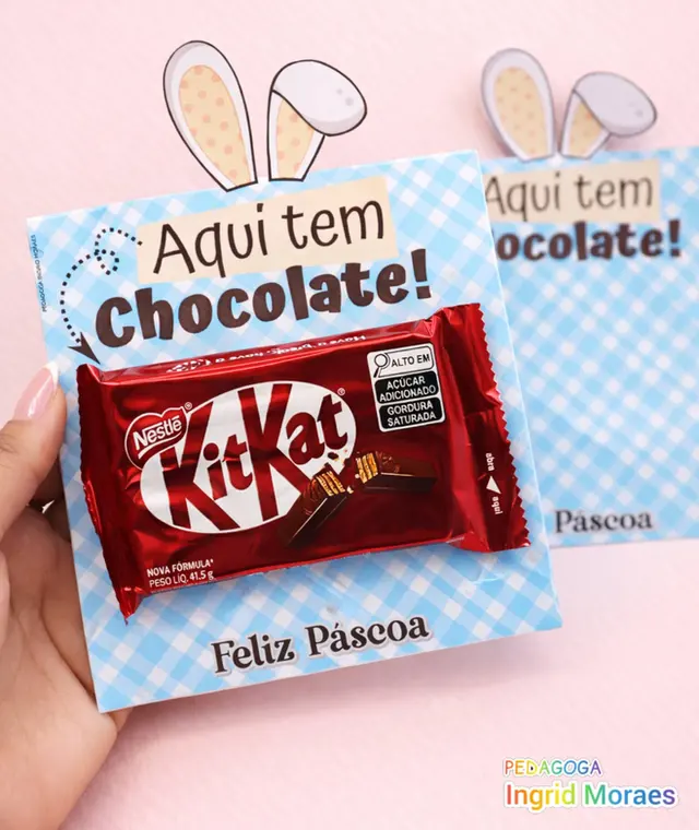 Cartão Porta Chocolate - Aqui Tem Chocolate de Páscoa