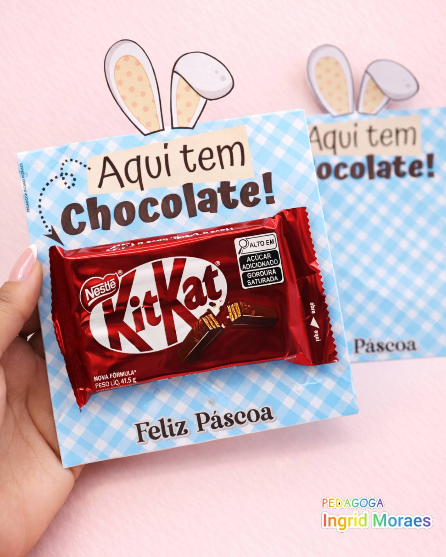Cartão Porta Chocolate - Aqui Tem Chocolate de Páscoa