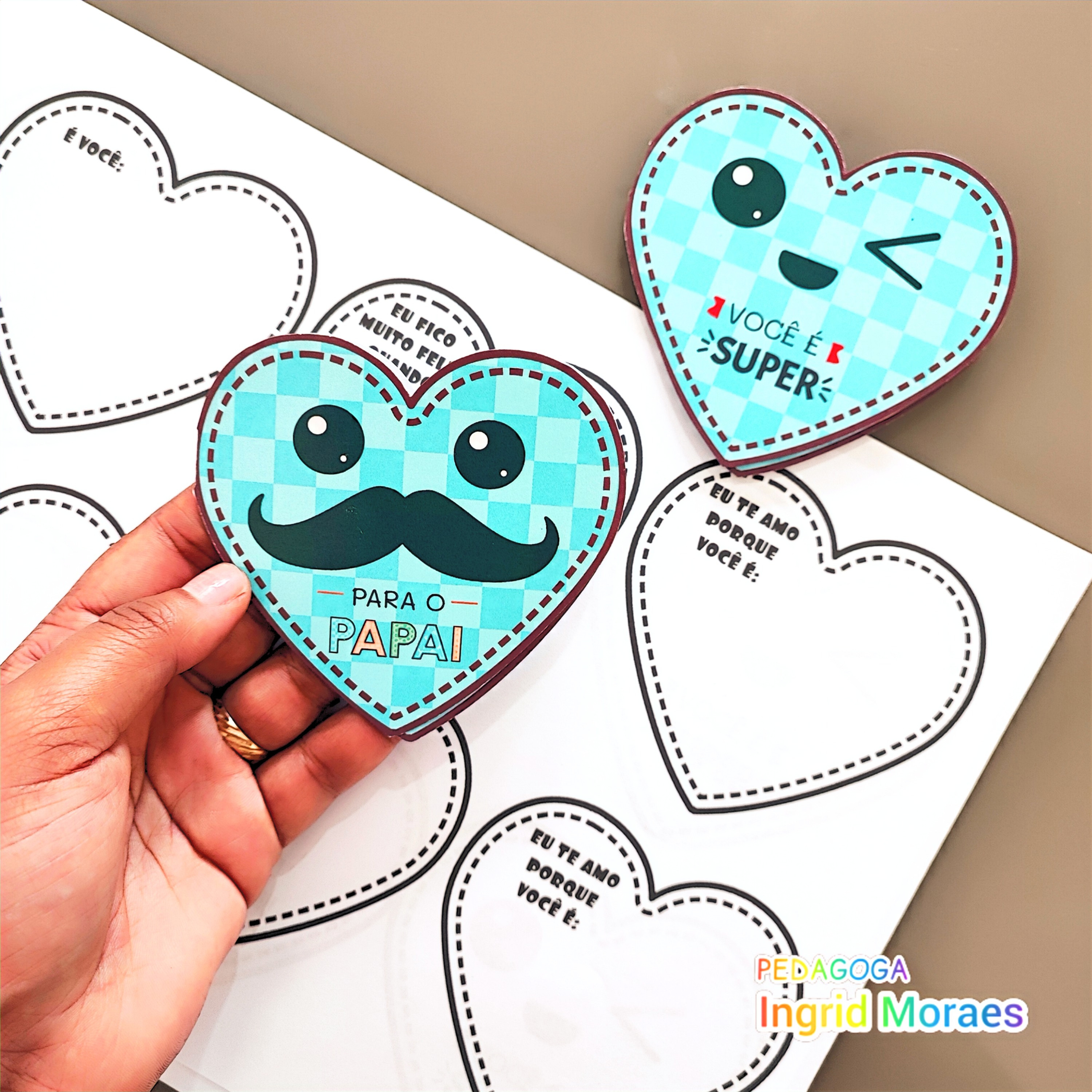 Cartão Coração para o Papai ou Dia de Quem Cuida de Mim