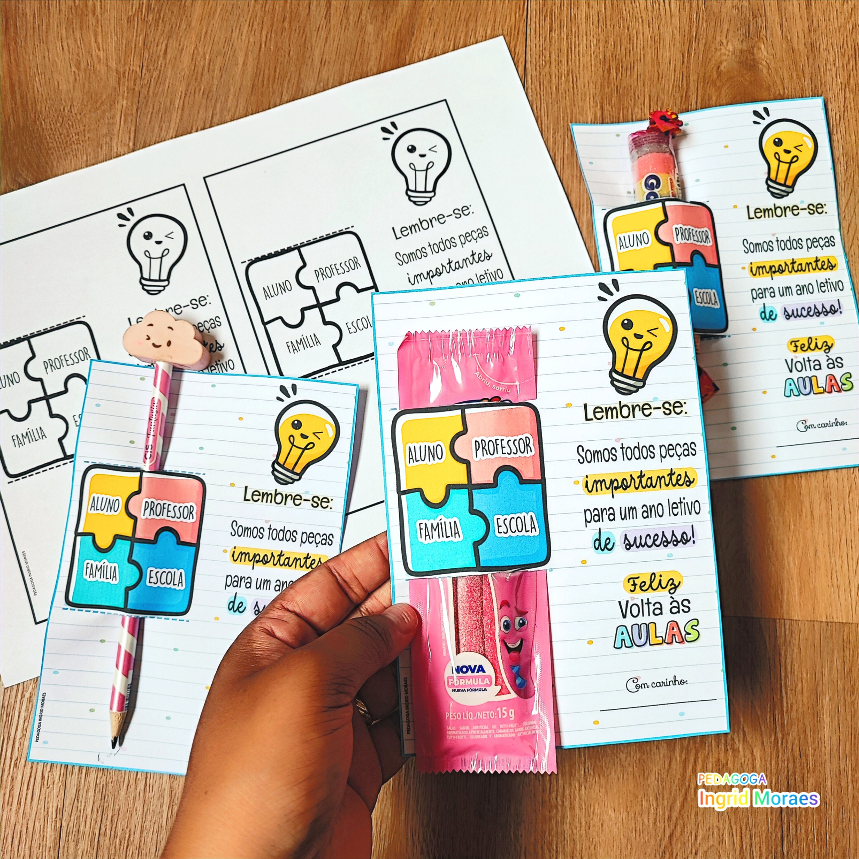 Cartão Porta Mimo Quebra-Cabeça Volta Às Aulas