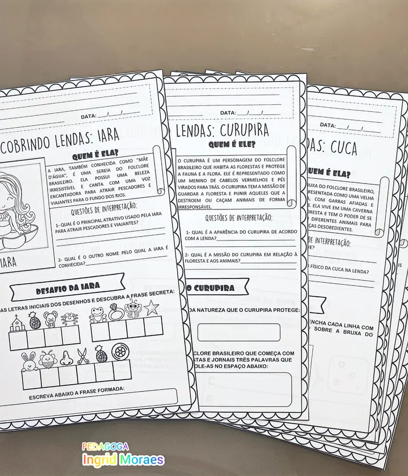 Kit De Atividades Folclóricas Lendas