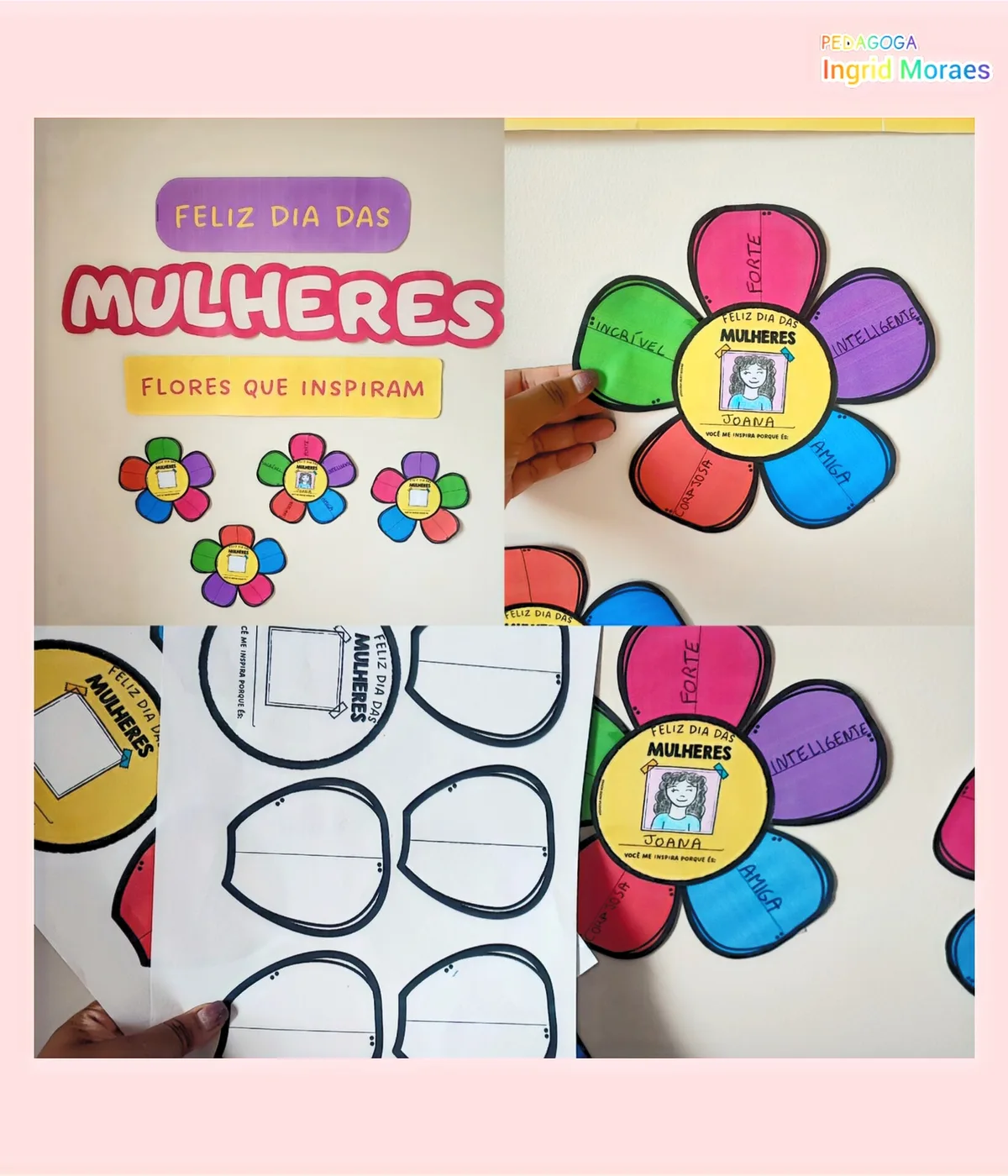 Cartão E Sugestão De Mural Dia Das Mulheres Flores Que Inspiram