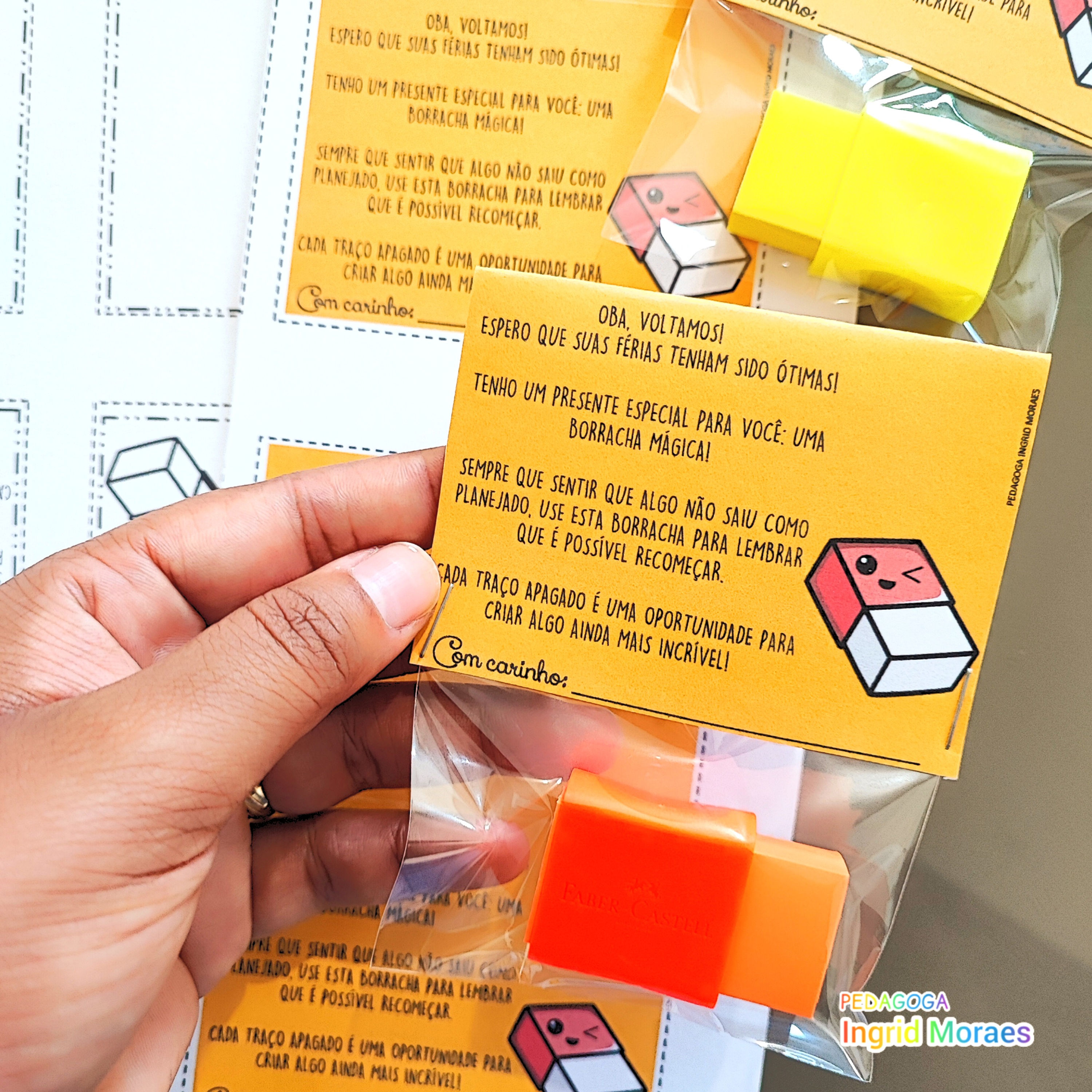 Lembrancinha Volta às Aulas Borracha Mágica - mimo de boas-vindas