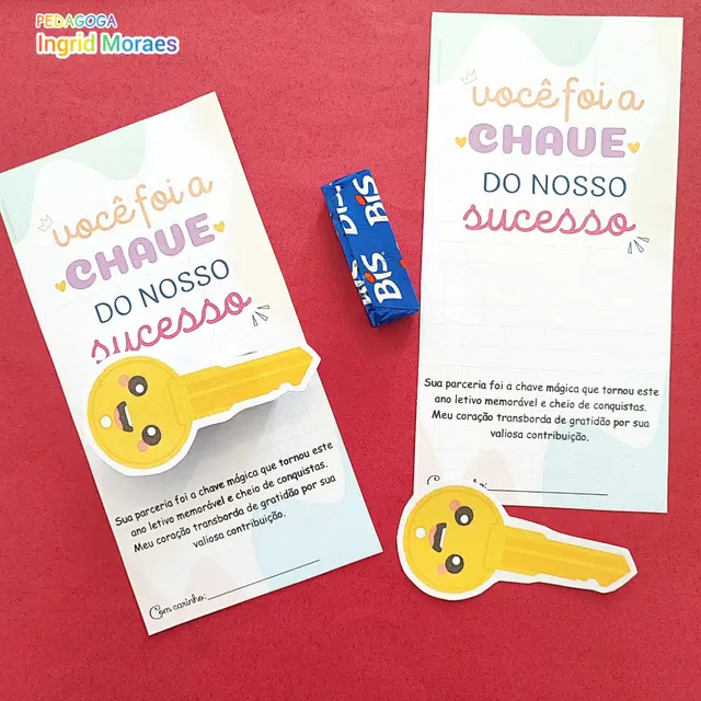 Cartão Lembrancinha Final De Ano Letivo Chave Do Sucesso