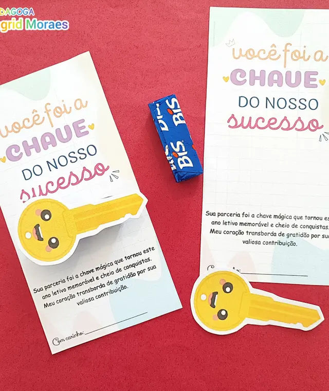 Cartão Lembrancinha Final De Ano Letivo Chave Do Sucesso