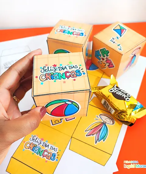 Porta Doce E Bombom Cubo Dia Das Crianças