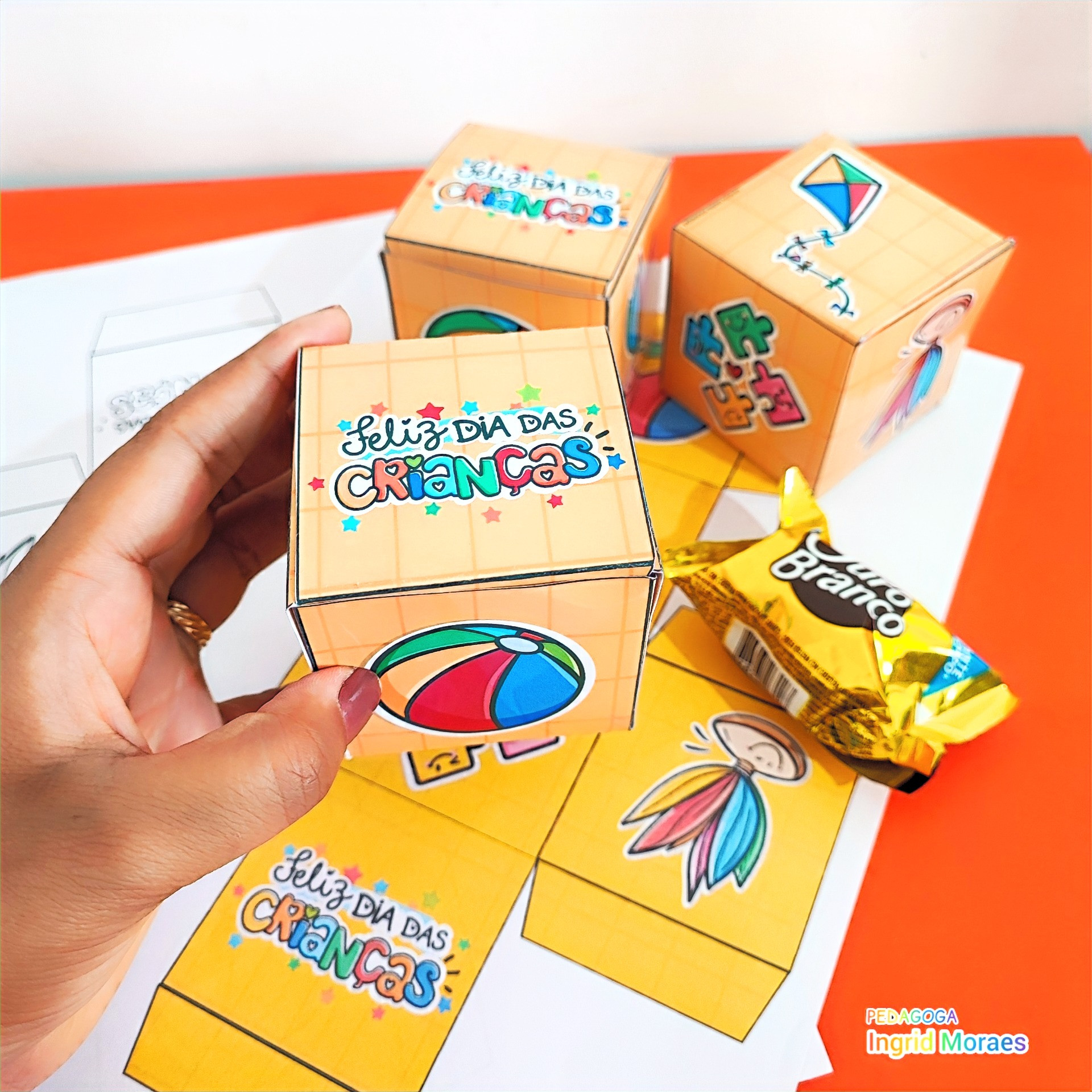 Porta Doce E Bombom Cubo Dia Das Crianças