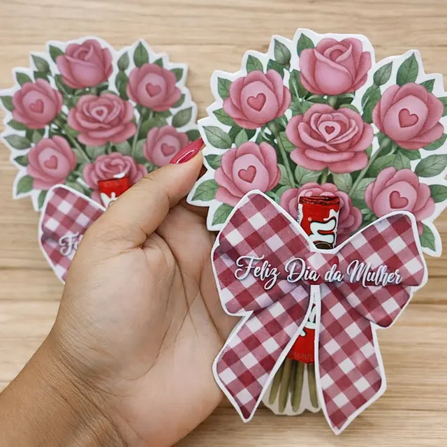 Porta Chocolate Buquê de Rosas - Dia da Mulher 🌹