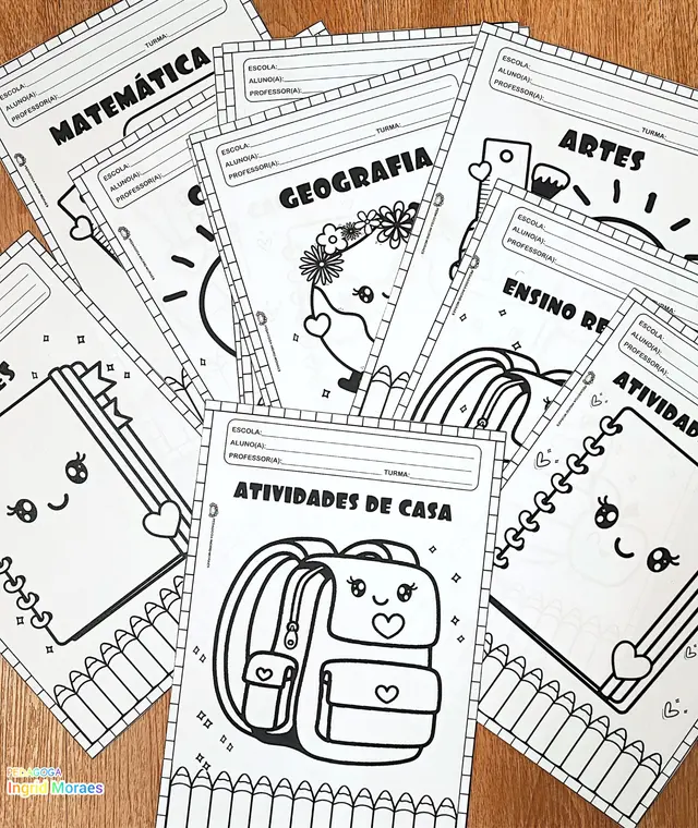 Capas Para Cadernos Tema Materiais Escolares