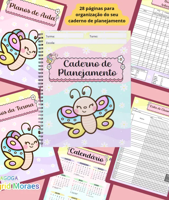 Divisórias para Caderno de Planejamento 2026 - Tema Borboletas