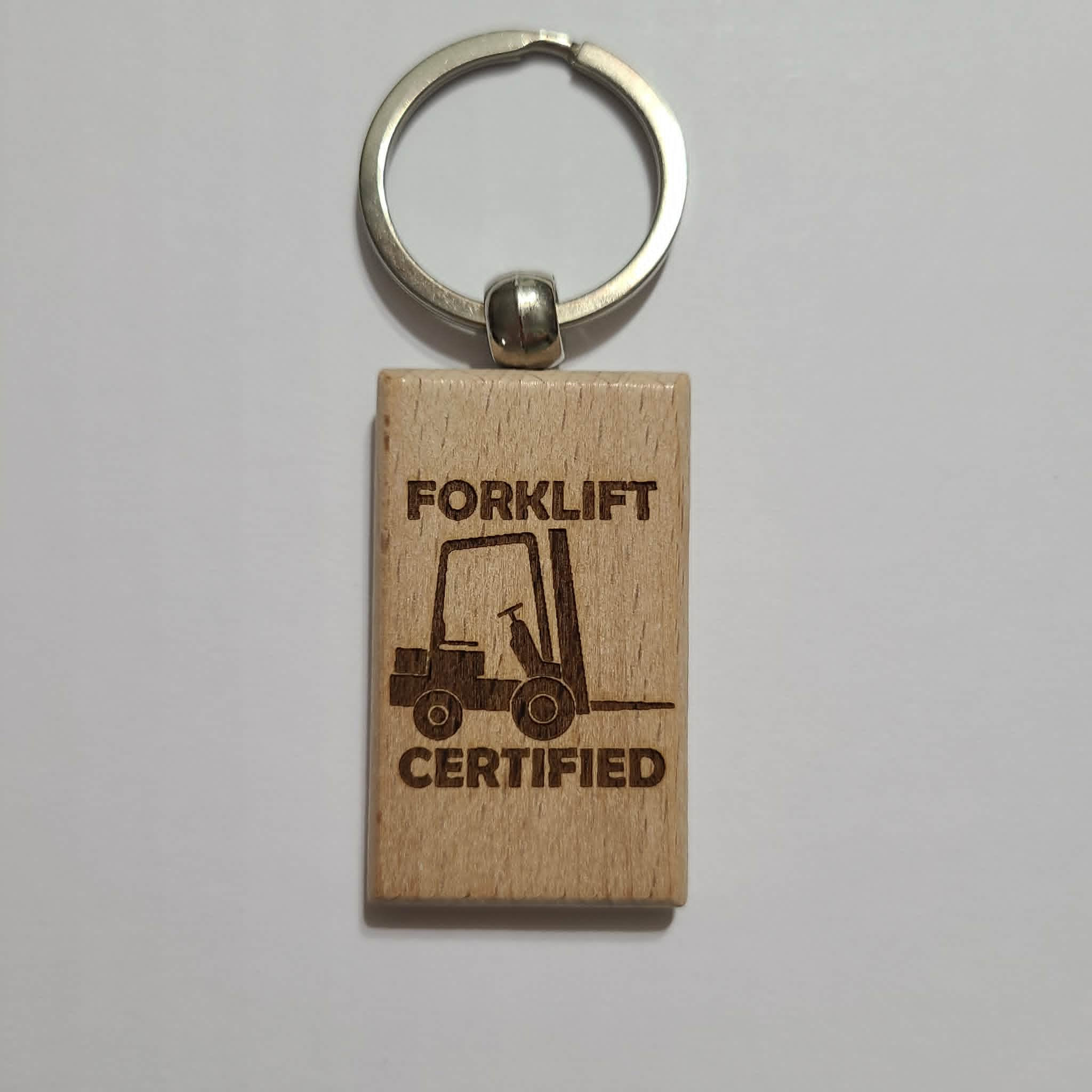 Forklift Certified Wooden Keychain