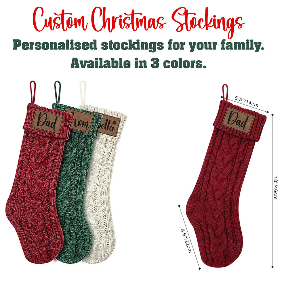 custom Christmas stockings, stocking patch, red green white stocking, patch stocking, Custom name