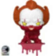 Pennywise Bloody Shelf Sitter Funko Pop perched on a shelf edge