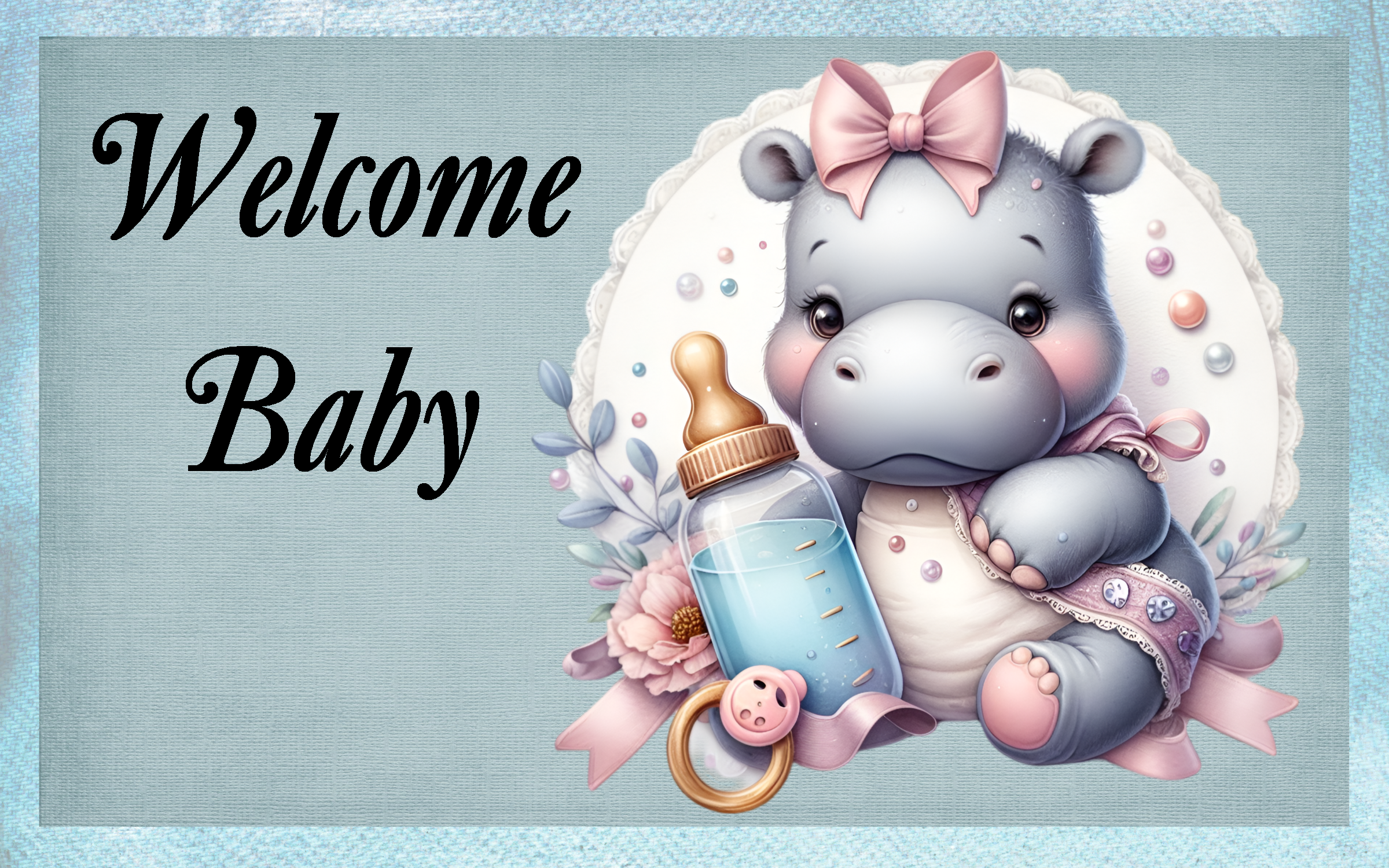12-Baby Hippos Welcome Baby, Combo Pack Pink/Blue by Country Prim Arts