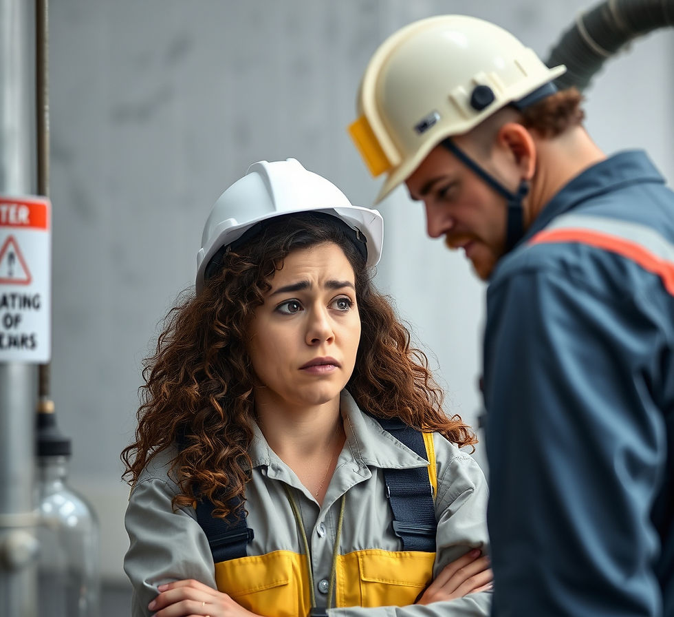 Blue collar operator shows concern for work practices. Ethics is an everyday crucial part of being an operator.