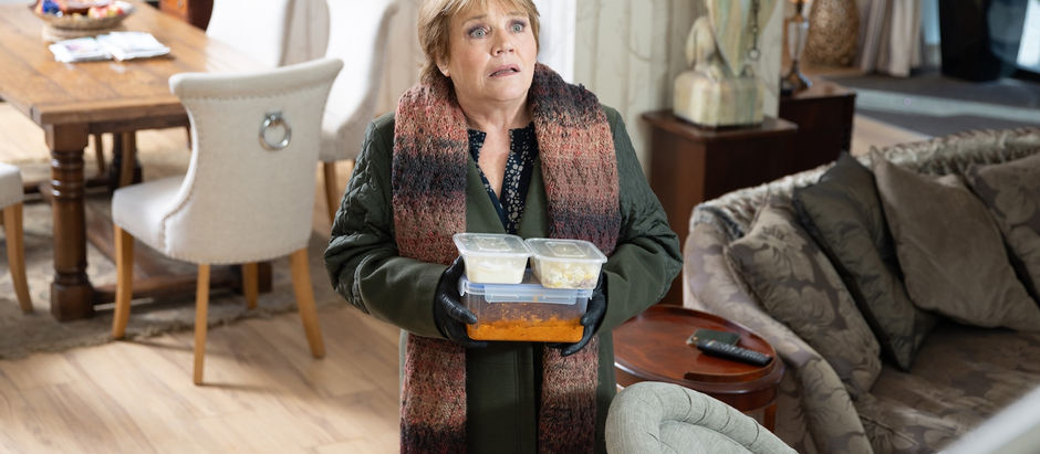 Brenda hears Pollard upstairs with Kerry in Emmerdale