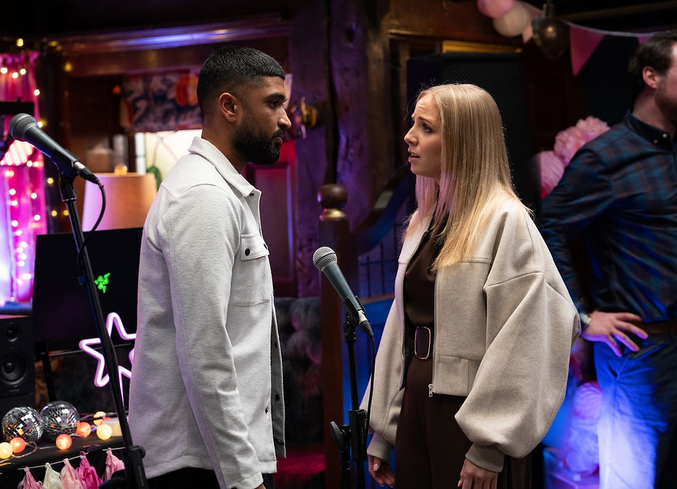 Belle's excited for her date with Kammy following their kiss in Emmerdale