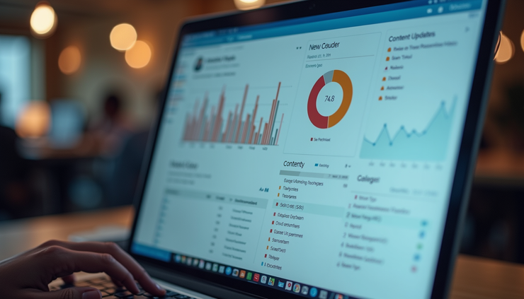 Eye-level view of a computer screen showing updated SEO analytics