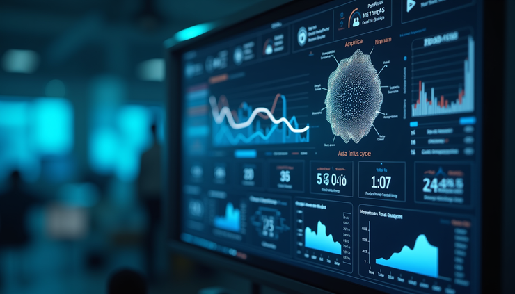 Eye-level view of a digital dashboard showing interconnected AI applications