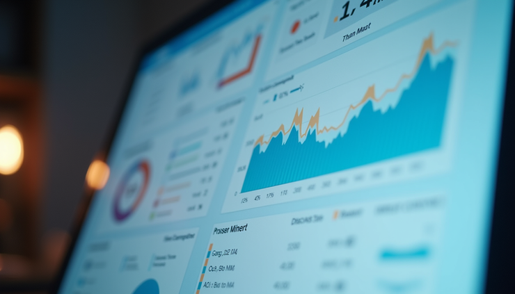 Eye-level view of a digital dashboard showing influencer performance metrics
