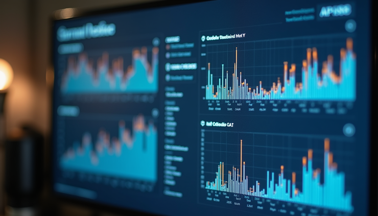 Eye-level view of a digital dashboard showing AI-generated social media content plans