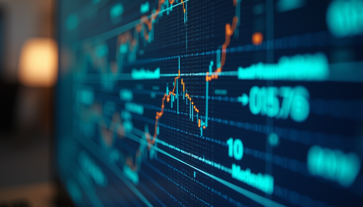 Close-up view of a computer screen displaying AI algorithms optimizing ad placements