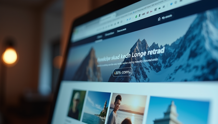Eye-level view of a computer screen showing a personalized landing page with dynamic content