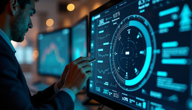 Eye-level view of a digital dashboard showing entity relationships and structured data