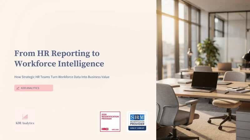 Cover slide for From HR Reporting to Workforce Intelligence course presentation featuring a modern e