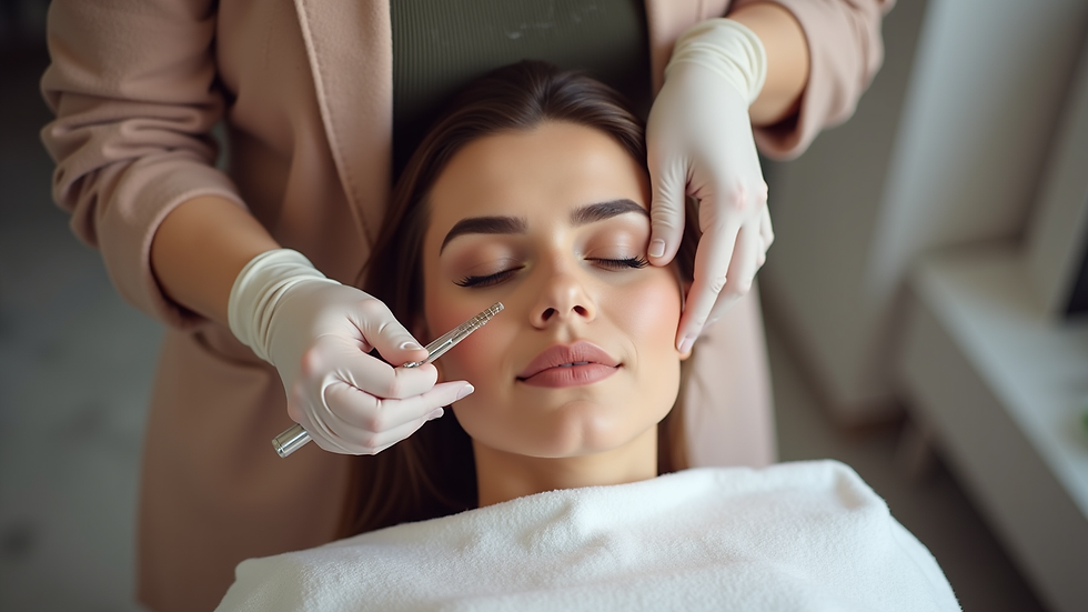 Eye-level view of a beauty salon setup for lash lift and tint treatment