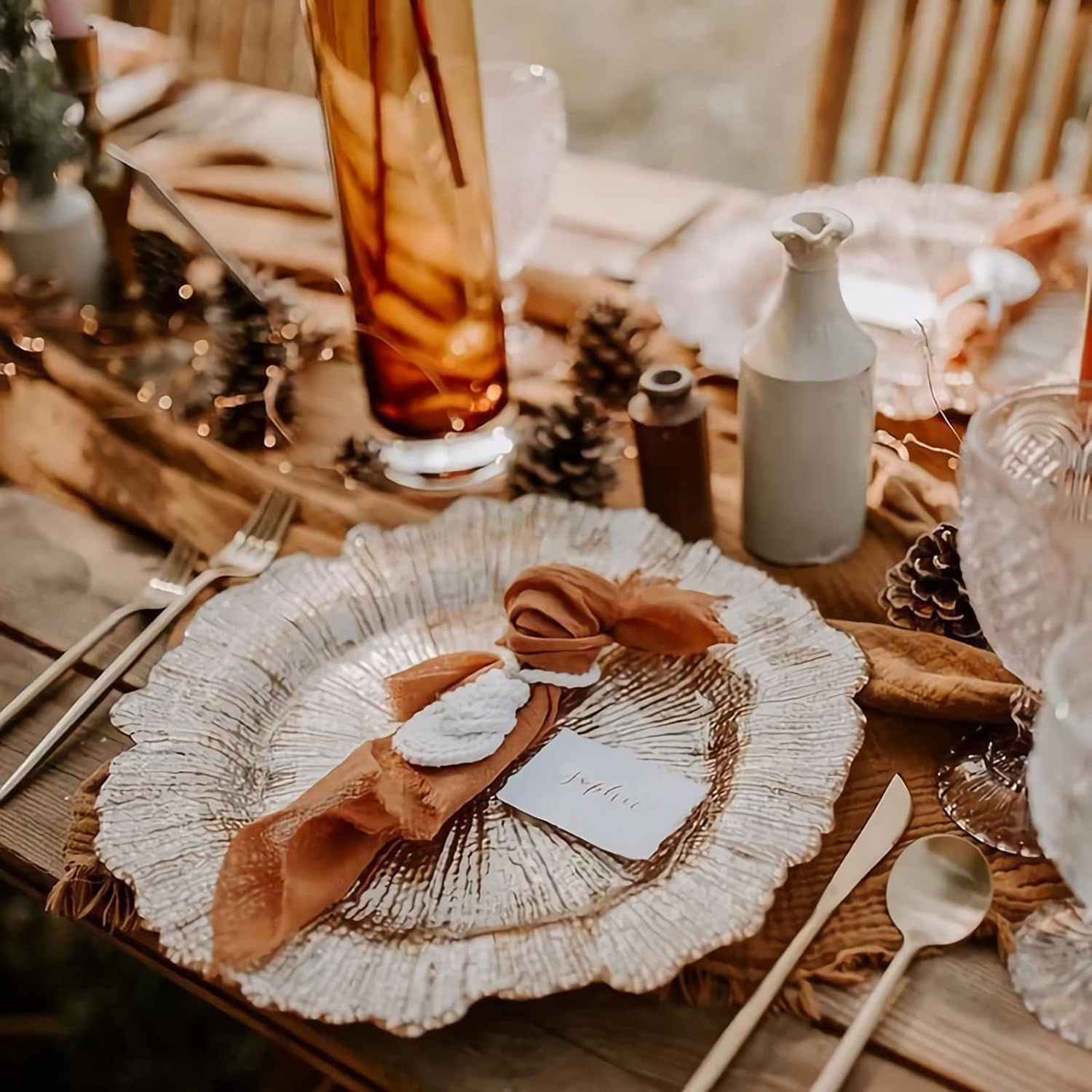 13" Reef Charger Plates - Silver