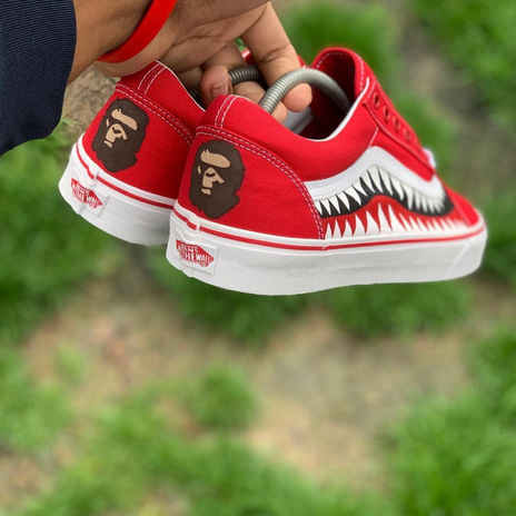 Bape themed custom Van sneakers