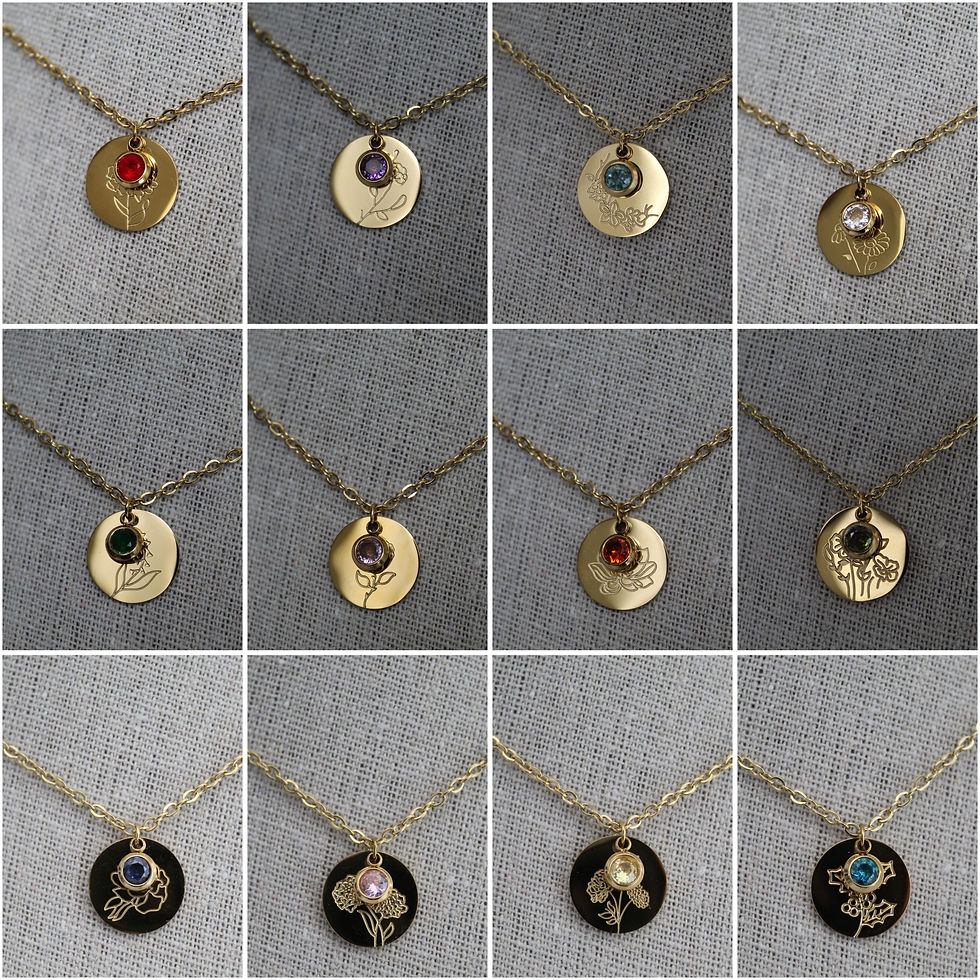 Miniature : Collier Fleurs et Pierres de Naissance