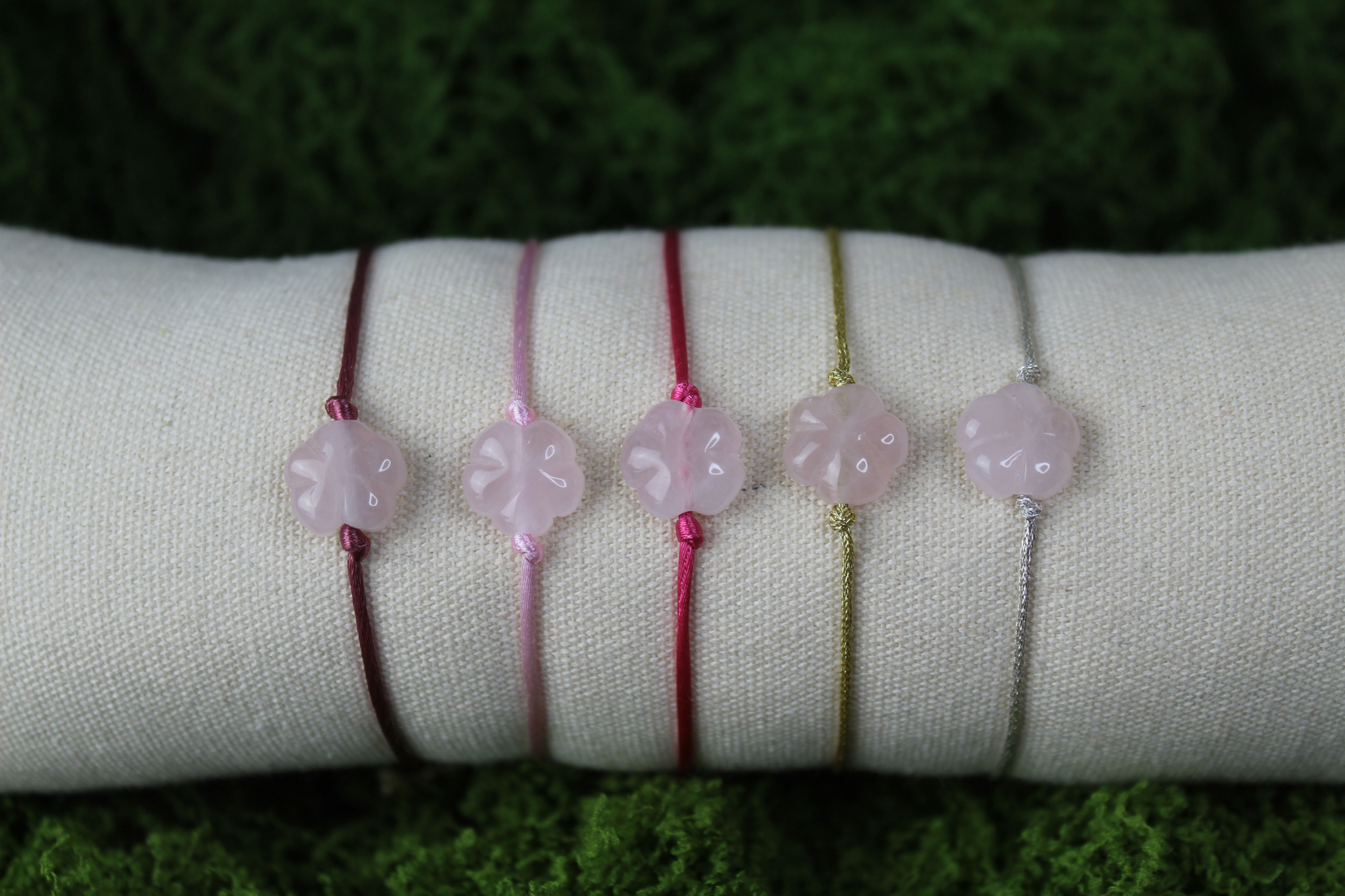 Bracelet Réglable Fleur Quartz-Rose