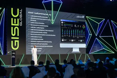 GISEC Global 2026 UAE cybersecurity exhibition with tech innovation and corporate conference setup
