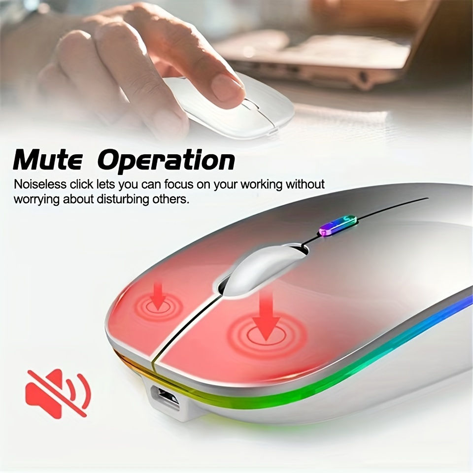 Miniatura: Wireless Bluetooth Mouse 2.4G Dual Modes Rechargeable Mice RGB Ergonomic Silent 