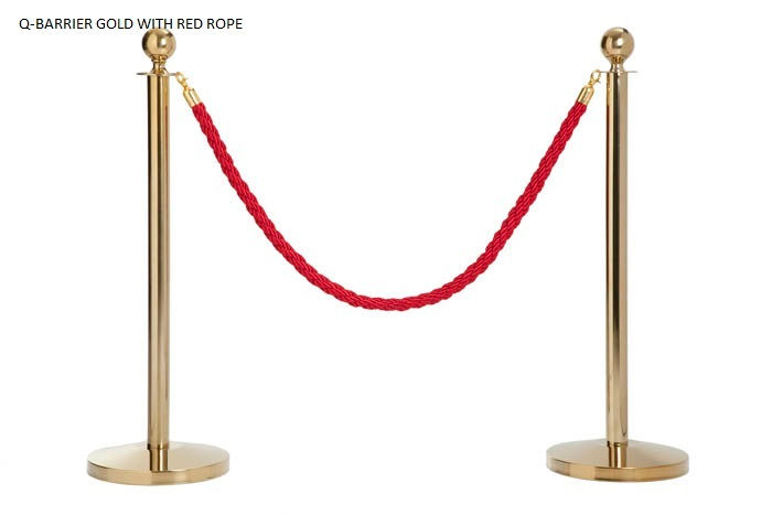 Gold, silver Queue Pole with Black, red, blue velvet rope | rentprojector