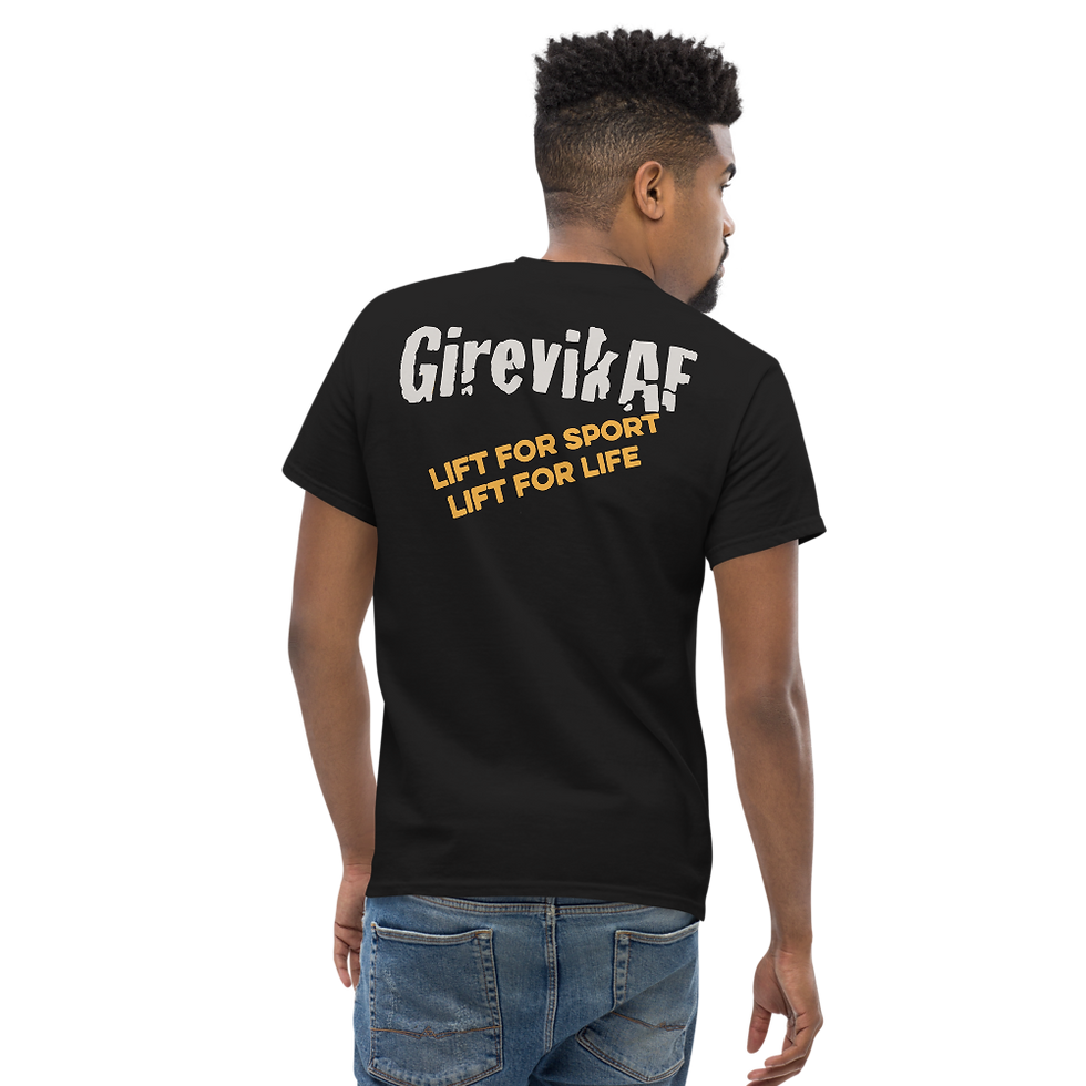 Thumbnail: "What makes you GirevikAF?" Men's heavyweight tee 