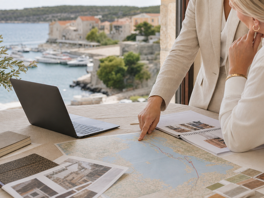 Travel agency planning a Croatia itinerary with a local Croatia DMC and destination map.