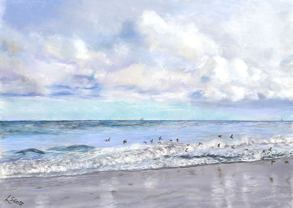 North Sea and Sky an original pastel painting by Leslie Scott