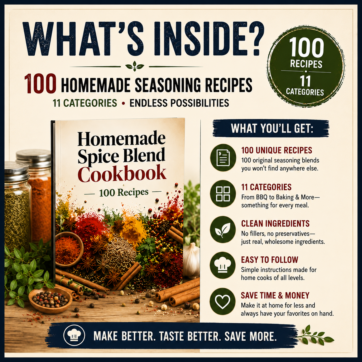 100 Spices & Seasoning Recipes - Stop Buying Packets Classics & Copycats