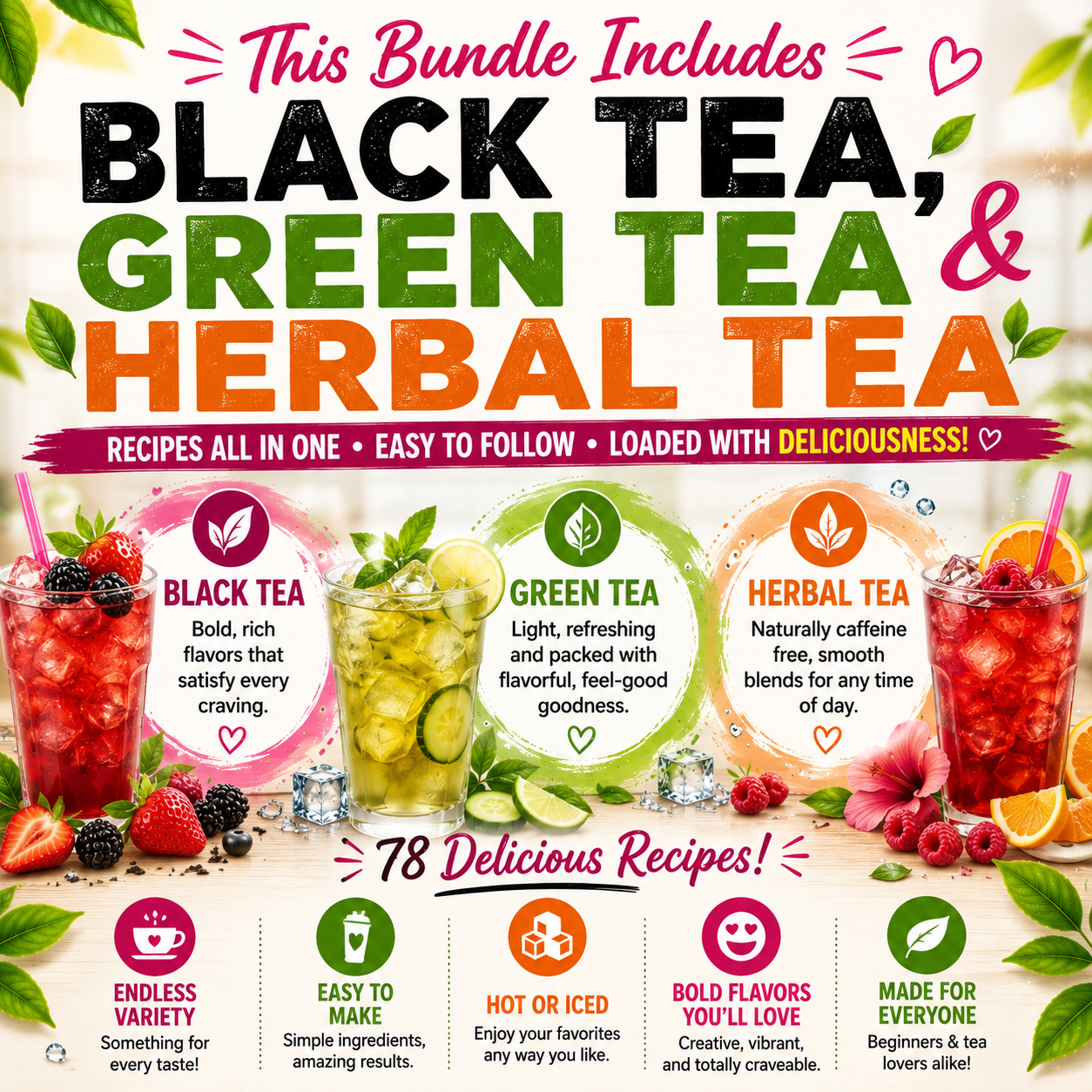 78 Loaded Tea Recipes, 3 Books in One Bundle