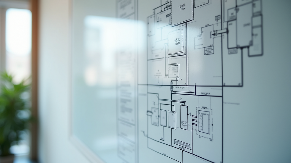 Close-up view of a service blueprint diagram on a whiteboard