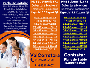 Tabelas SulAmerica Saude para Empresas em Salvador-BA