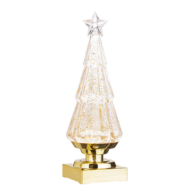 Raz Imports 11.75" LIGHTED CLEAR TREE WITH GOLD SWIRLING GLITTER