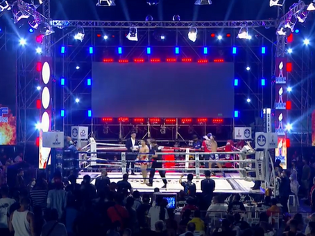 max boxing stradium in pattaya from the distance bright lights etc