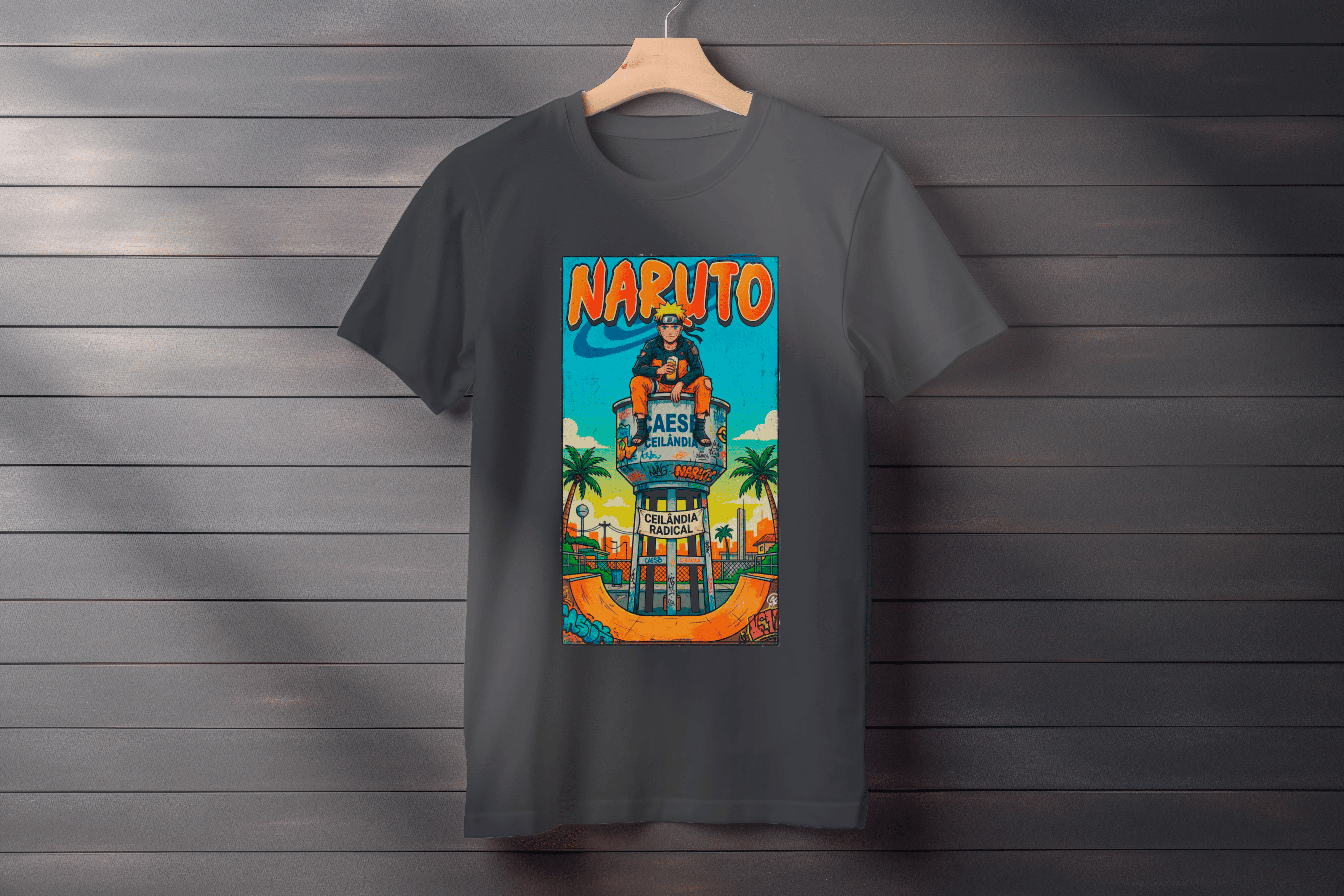 CAMISETA NARUTO NA CAIXA D'ÁGUA