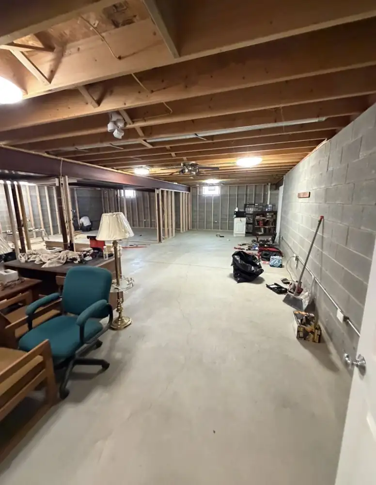Unfinished basement before remodel, Solon