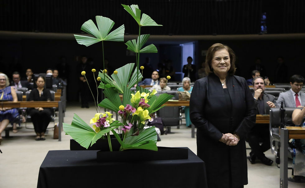 Diretora da Ikebana Sogetsu Brasília, Zilah da Costa Raymundo (foto: Kayo Magalhães / Câmara dos Deputados)