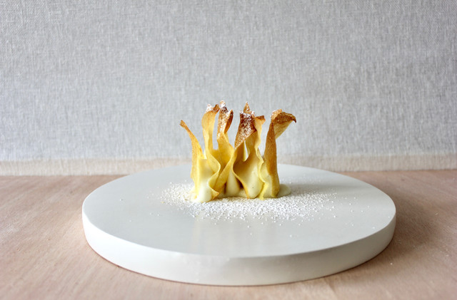 Pomme de terre, vanille et lie de saké